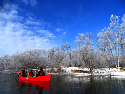 釧路湿原 冬のカヌー Marsh River